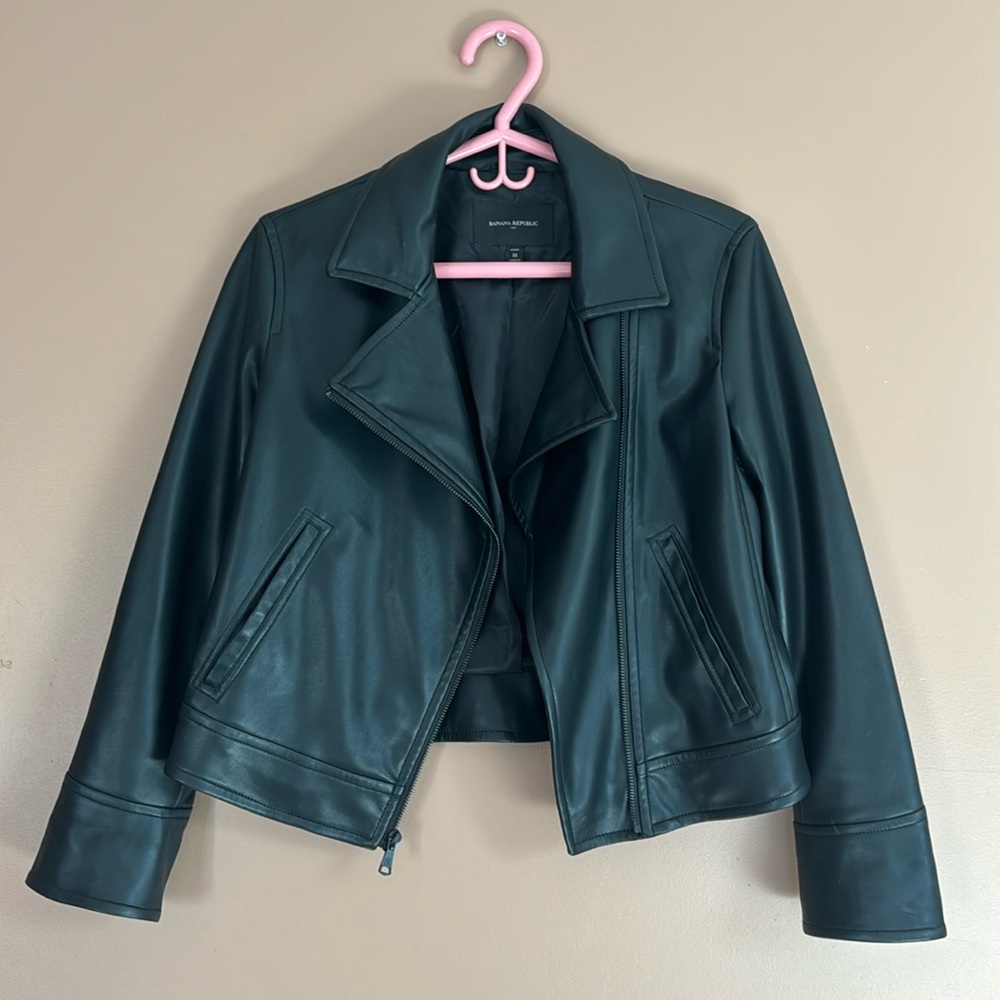 Black Vegan Leather Moto Jacket: Petite Medium